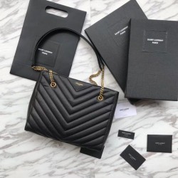 Borsa a tracolla YSL Saint Laurent Tribeca piccola in pelle nera goffrata