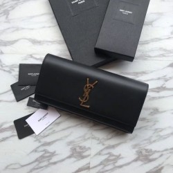 Portafoglio YSL Saint Laurent Classic Monogram in pelle liscia nera
