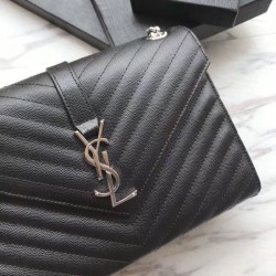 YSL Saint Laurent Piccola Busta Borsa Grain Hardware argentato in rilievo