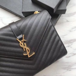 YSL Saint Laurent Piccola Busta Borsa Grain Hardware dorato goffrato