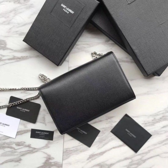 Replica YSL Saint Lauren Classic Medium Kate Monogram Borsa a manico nera