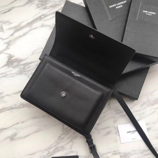 Replica YSL Saint Laurent Sunset Medium Liscio Pelle Indietro Argento Hardware