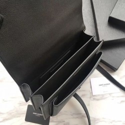 YSL Saint Laurent Sunset Medium Liscio Pelle Indietro Argento Hardware