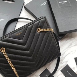 Borsa a tracolla YSL Saint Laurent Tribeca piccola in pelle nera goffrata
