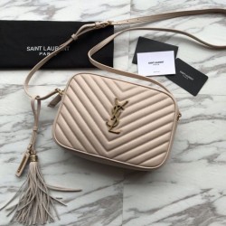 YSL Saint Laurent Medium LouLou Chain Borsa Matelasse Albicocca in pelle