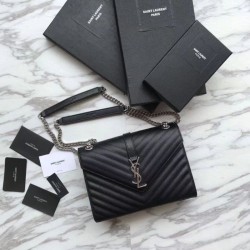 YSL Saint Laurent Piccola Busta Borsa Grain Hardware argentato in rilievo