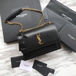 YSL Saint Laurent Sunset Medium Liscio Hardware posteriore oro 