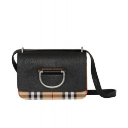 Mini Vintage Check e Leather D-ring Borse Black