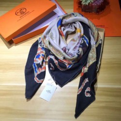 Sciarpe di seta di cachemire Hermes 140 nero