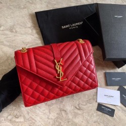 Borsa a bustina media YSL Saint Laurent Mix Matelasse rossa