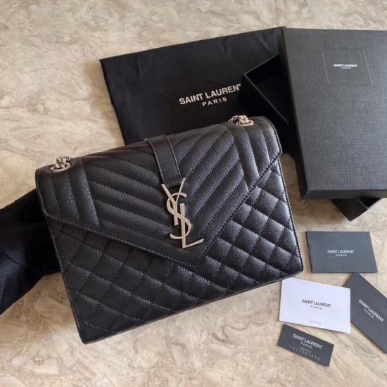 Replica Borsa per buste medie YSL Saint Laurent Mix Matelasse nero argento hardware Replica Borsa per buste medie YSL Saint Laurent Mix Matelasse nero argento hardware
