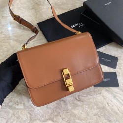 Borsa YSL Saint Laurent Carre in pelle scamosciata marrone