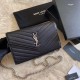 Replica Portafoglio con catena YSL Saint Laurent con busta a catena in pelle martellata nero argento hardware Replica Portafoglio con catena YSL Saint Laurent con busta a catena in pelle martellata nero argento hardware