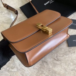 Borsa YSL Saint Laurent Carre in pelle scamosciata marrone