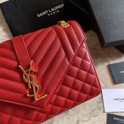 Borsa a bustina media YSL Saint Laurent Mix Matelasse rossa