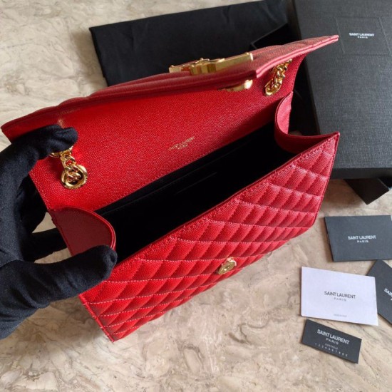 Replica Borsa a bustina media YSL Saint Laurent Mix Matelasse rossa Replica Borsa a bustina media YSL Saint Laurent Mix Matelasse rossa