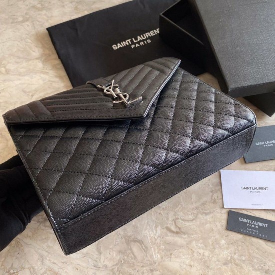 Replica Borsa per buste medie YSL Saint Laurent Mix Matelasse nero argento hardware Replica Borsa per buste medie YSL Saint Laurent Mix Matelasse nero argento hardware