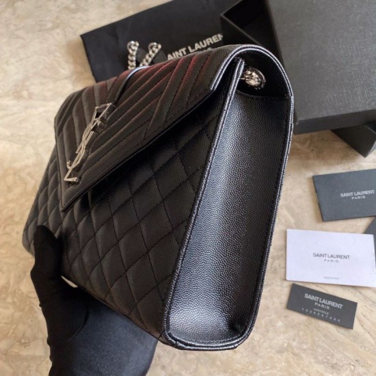 Replica Borsa per buste medie YSL Saint Laurent Mix Matelasse nero argento hardware Replica Borsa per buste medie YSL Saint Laurent Mix Matelasse nero argento hardware
