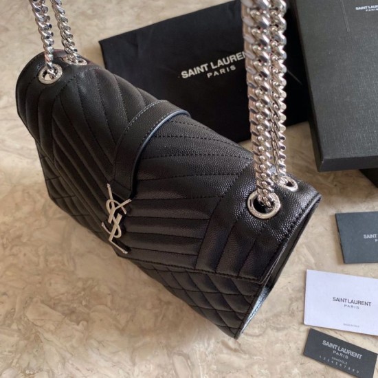 Replica Borsa per buste medie YSL Saint Laurent Mix Matelasse nero argento hardware Replica Borsa per buste medie YSL Saint Laurent Mix Matelasse nero argento hardware