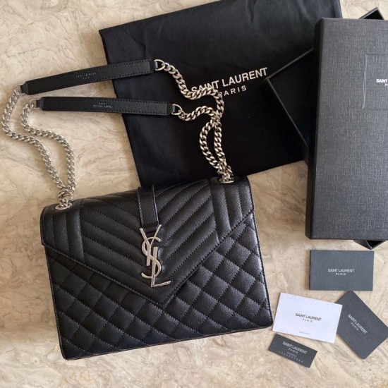 Replica Borsa per buste medie YSL Saint Laurent Mix Matelasse nero argento hardware Replica Borsa per buste medie YSL Saint Laurent Mix Matelasse nero argento hardware