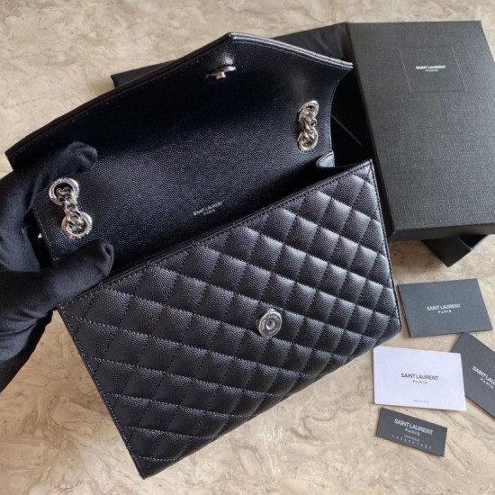 Replica Borsa per buste medie YSL Saint Laurent Mix Matelasse nero argento hardware Replica Borsa per buste medie YSL Saint Laurent Mix Matelasse nero argento hardware