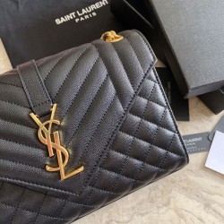 Borsa per busta media YSL Saint Laurent Mix Matelasse nera in oro