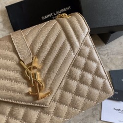 Sacchetto busta media YSL Saint Laurent Mix Matelasse Albicocca
