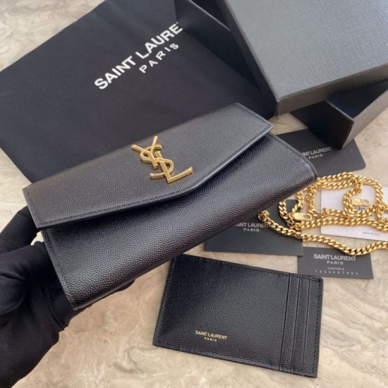 Replica Portafoglio YSL Saint Laurent Uptown Chain nero Replica Portafoglio YSL Saint Laurent Uptown Chain nero