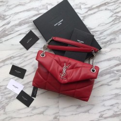 Borsa piccola YSL Saint Laurent Loulou Puffer rossa