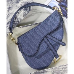 Christian Dior Borsa da Saddle in tela denim blu Christian Dior Borsa da Saddle in tela denim blu