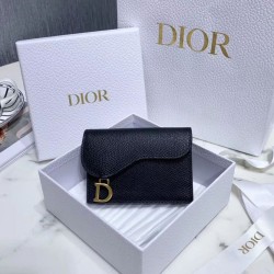 Portafoglio Christian Dior in pelle di vitello nero