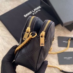 Borsa YSL Saint Laurent Becky con doppia zip in pelle di agnello trapuntata nera