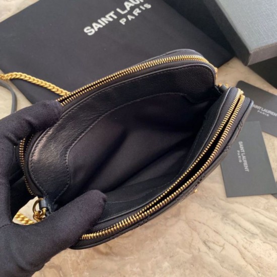 Replica Borsa YSL Saint Laurent Becky con doppia zip in pelle di agnello trapuntata nera Replica Borsa YSL Saint Laurent Becky con doppia zip in pelle di agnello trapuntata nera