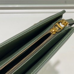 Pochette Christian Dior Caro con cerniera verde