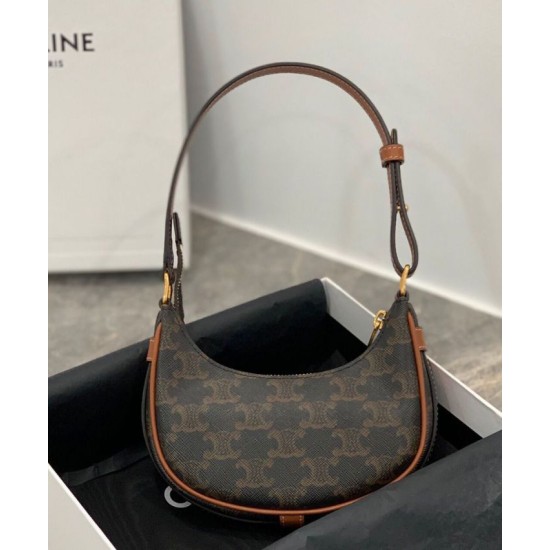 Replica Celine Mini Ava In Tela Triomphe E Pelle Di Vitello Marrone