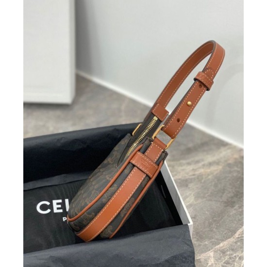 Replica Celine Mini Ava In Tela Triomphe E Pelle Di Vitello Marrone