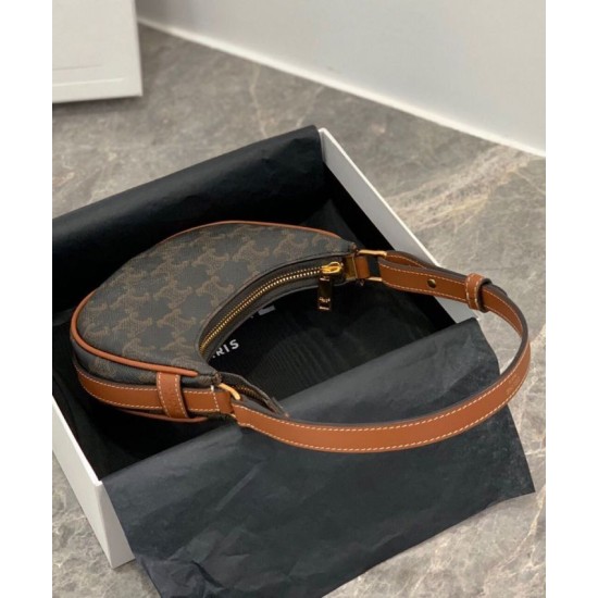 Replica Celine Mini Ava In Tela Triomphe E Pelle Di Vitello Marrone