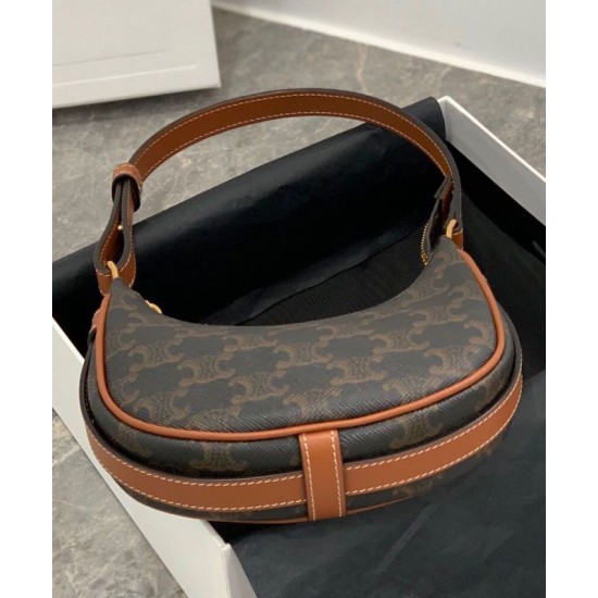 Replica Celine Mini Ava In Tela Triomphe E Pelle Di Vitello Marrone