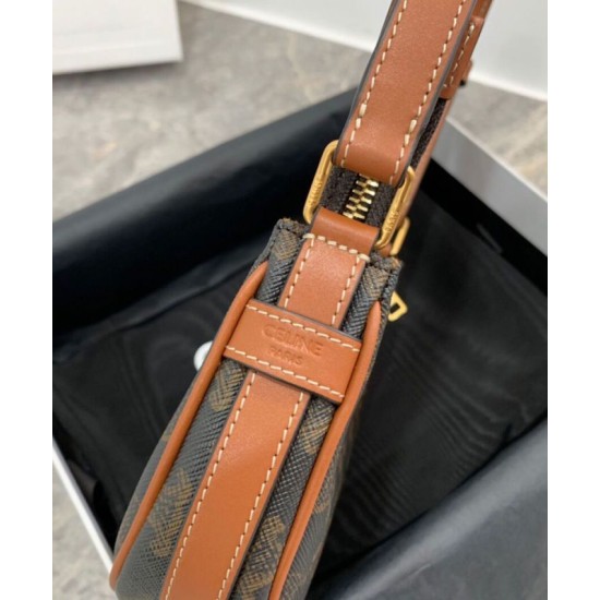 Replica Celine Mini Ava In Tela Triomphe E Pelle Di Vitello Marrone