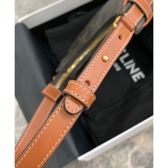 Replica Celine Mini Ava In Tela Triomphe E Pelle Di Vitello Marrone
