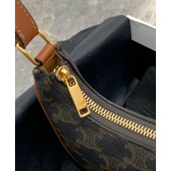 Celine Mini Ava In Tela Triomphe E Pelle Di Vitello Marrone