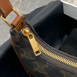 Celine Mini Ava In Tela Triomphe E Pelle Di Vitello Marrone