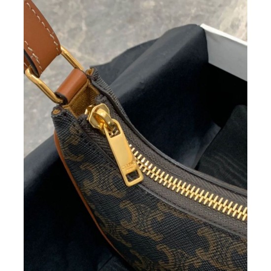 Replica Celine Mini Ava In Tela Triomphe E Pelle Di Vitello Marrone