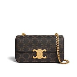 Celine Borsa A Tracolla Catena Triomphe In Tela Triomphe Caffè