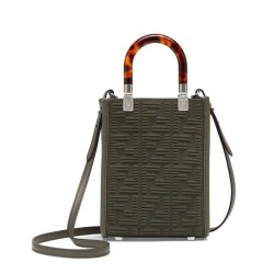 Borsa mini in tessuto Fendi Mini Sunshine Shopper FF 8BS051 Verde