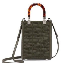 Borsa mini in tessuto Fendi Mini Sunshine Shopper FF 8BS051 Verde
