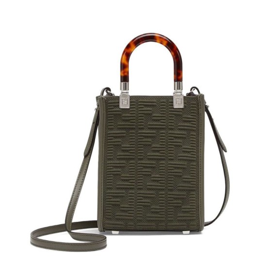 Replica Borsa mini in tessuto Fendi Mini Sunshine Shopper FF 8BS051 Verde