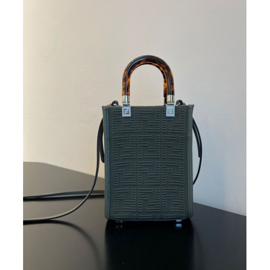 Replica Borsa mini in tessuto Fendi Mini Sunshine Shopper FF 8BS051 Verde