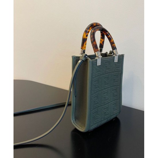 Replica Borsa mini in tessuto Fendi Mini Sunshine Shopper FF 8BS051 Verde