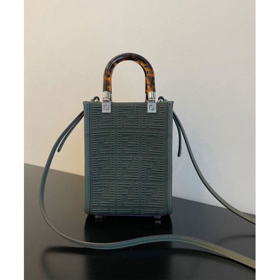 Replica Borsa mini in tessuto Fendi Mini Sunshine Shopper FF 8BS051 Verde